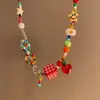 Collar Accesorios de Verano Lujo Ligero Playa Clavícula con Forma de Manzana Dopamina Colorido Moño Cuentas