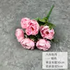 Decoración de mesa para el hogar de peonías de seis cabezas personalizada, accesorios de fotografía, flores de decoración de bodas, ramos de mano transfronterizos, flores artificiales de comercio exterior al por mayor