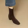 Botas de moda cuadradas de estilo coreano para mujer, nuevo modelo Otoño-Invierno 2026, con aumento interno de altura, cremallera trasera, acabado mate, botines elegantes con forro de felpa