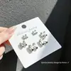 Kana Mina Exquisite Brincos de Prata com Microincrustação de Zircônia Série Três Pares Brincos Pequenos Elegantes Femininos Agulha de Prata s925