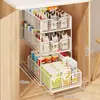 Solución de almacenamiento multicapa para gabinetes principales, estante para snacks, perfecto para dormitorios estudiantiles, canasta extraíble para gabinete profundo, caja de almacenamiento debajo del gabinete