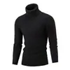 Comercio Exterior Transfronterizo Prendas de Punto para Hombre Invierno Nuevo Suéter de Cuello Alto Engrosado Color Sólido Rayado Ropa Interior Ropa para Hombre