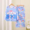 Ropa de Casa Transfronteriza para Bebés y Niños Niños y Niñas Pijama de Manga Larga Delgado Tailandés Grande Infantil Dibujos Animados Traje de Aire Acondicionado Conjunto