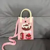 Bolso de Teléfono Móvil a Cuadros para Mujer Bolso Cruzado de Hombro Pequeño Lindo Ligero Bolso Tejido Bolso de Punto