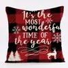 Funda de Almohada Navideña 2022 Serie Roja Transfronteriza Nueva Estampada Lino Hogar Sofá Cojín Respaldo Fabricación de Almohadas