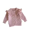 Conjunto de suéter estilo coreano y falda tutú para niños, conjunto de dos piezas de cárdigan de punto con volantes y falda tutú de pastel para niñas, primavera y otoño