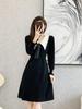 Vestido de Celebridad Estilo Xiaoxiangfeng para Mujer 2024 Otoño e Invierno Nuevo Estilo Coreano Vestido Suéter de Longitud Media de Cintura Alta Línea A