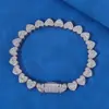 Pulsera de Cadena de Corazón con Hebilla Plegable de 8 mm Transfronteriza Europea y Americana Joyería Hip-Hop Accesorios Simples de Nicho Pulsera de Zirconia para Hombre Personalización