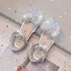 Sandalias de Princesa para Niñas Zapatos de Cristal 2026 Verano Nuevas Sandalias Infantiles de Suela Suave de Punta Cerrada para Niñas con Lazo