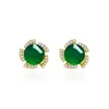 Brincos de Chalcedônia Verde Natural Totalmente Cravejados em Diamante Estilo Palácio Vintage Brincos de Moinho de Vento Dourado com Ágata Verde para Mulheres Joias de Presente