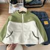 Otoño 2024 nueva ropa para niños abrigo polar para niños y abrigo de contraste de color para niños generación al por mayor