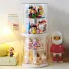 Soporte de Exhibición de Cajas Sorpresa con Figura Giratoria Acrílico Transparente a Prueba de Polvo Vitrina para Figuras Lindas Caja de Exhibición Pop Mart