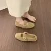 Sapatos Femininos Estilo Coreano Estilo Noturno Mary Jane Estampa de Leopardo Peludos, Adequados para Uso Externo no Outono e Inverno de 2025, Novos Mocassins Quentes de Pelúcia