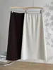 (Liquidação) Saia Reta Retrô de Inverno Cor de Café para Mulheres, Novo Estilo 2026, Saia Longa com Fenda de Lã Sintética Forrada com Fleece