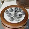 Plata Grabada Hecha a Mano de Shanxi Carácter "Fu" Candado de Longevidad Accesorio Decorativo Cuentas Espaciadoras para Pulsera DIY Colgante de Cuerda Trenzada Artículo Creativo