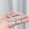 Pulsera de Plata Antigua para Mujer Plata Esterlina 9999 Huan de Dos Generaciones Pie Plata Pulsera para Niños Mate Push-pull Sólida Círculo Liso Plata Joyería para Niños