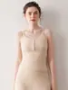 Nuevo Suéter de Cachemira Pura para Mujer Otoño e Invierno Cuello Redondo Corte Ajustado Se Puede Usar por Fuera Camisola Top sin Mangas Suéter Tejido Base