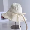 Sombrero de Cubo de Moda de Ala Ancha con Lazo Sencillo para Mujer, Nuevo Sombrero de Tela Versátil Casual de Verano con Protección Solar