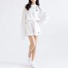 Traje gris de moda europea y americana para mujer, suéter holgado con letras, ropa deportiva informal, pantalones cortos, traje de otoño de dos piezas