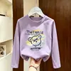 Camiseta Infantil de Algodão Puro com Gola Redonda e Manga Longa para Primavera e Outono, Solta e Estilosa para Meninos Mais Velhos, Top Versátil com Estampa de Desenho Animado