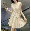 Elegante traje de moda para mujer en verano, adelgazante, estiloso, rejuvenecedor, elegante blazer con falda plisada conjunto de dos piezas