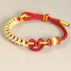 Pulseira de nó pêssego de meditação tecida à mão pingente de ouro vestível contas da sorte presente para menina pulseira nó Wukong