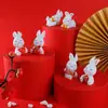 Conejo de la Suerte de Año Nuevo Micro Paisaje Adornos Pequeños Animales Lindos Jardinería Resina Accesorios Creativos