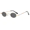 Gafas de Sol Ovaladas Metálicas de Marco Pequeño Transfronterizas Europeas y Americanas, Gafas de Sol de Estilo Callejero Retro de Moda con Protección UV para Hombres y Mujeres