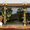 Nova faixa de feliz aniversário da Amazon para varanda, suprimentos de decoração de festa de aniversário preto e dourado, bandeira de quintal de feliz aniversário