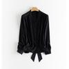 Camisa Elegante Francesa de Cinta Brillante Sedosa para Mujer Principios de Otoño Elegante Aspecto Adelgazante Top sin Planchar y Antiarrugas