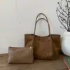 Bolso Tote de Ante y Terciopelo de Gran Capacidad para Viajes de Negocio Mujeres Nuevo Estilo Otoño/Invierno 2026 Color Sólido Moda Bolso con Letras Bolso de Hombro