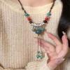 Novo Colar de Cerâmica Chinoiserie Tricotado à Mão para Mulheres, Joia de Corrente para Moletom Estilo Étnico Retrô, Corrente de Suéter, Corrente de Clavícula Tendência Nacional Outono e Inverno
