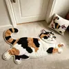 Alfombra de felpa temática de gato realista TEMU transfronteriza, imitación cachemir, alfombra gruesa para mesita de noche en el dormitorio, tapete absorbente para el baño