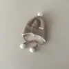 Gorro de lana tejido para bebé, Lindo gorro de bebé con cordones y pompón de pelo, Gorro a prueba de viento con protección para las orejas para niños, Para viajes al aire libre y calor