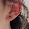 S925 Prata Esterlina Banhado A Ouro 14K Quatro Garras Brincos de Diamante Pequeno Simples High-end Luz Luxo Esmeralda Brincos Femininos