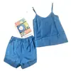 Conjunto de Camisola Sexy Delgada de Seda Helada y Shorts para Mujer Estilo Ins Seda Artificial Holgado Ropa de Casa