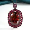 Zhuangshengsheng Joias Base de Cobre Banhado a Ouro Esmeralda Sintética Design Pesado Ouro Preto Colar com Pingente Pedra Principal 20*28
