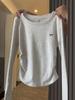 Top Chic con Estampado de Lazo para Mujer, Primavera, Cintura Ceñida, Hombro Plisado, Adelgazante, Camiseta de Manga Larga con Camiseta Base, Moderno
