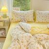 Juego de Ropa de Cama de Cuatro Piezas de Algodón Puro Grado Materno e Infantil de Nantong, Funda de Edredón Individual, Juego de Sábanas Ajustables de Tres Piezas para Dormitorio Estudiantil 4