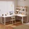 Escritorio de esquina en forma de L, escritorio para computadora, escritorio de esquina para el hogar, estantería, dormitorio integrado, mesa para niñas, banco de trabajo