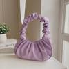 Comércio Exterior Transfronteiriço Bolsa Feminina Estilo Coreano Cor Sólida Bolsa Nuvem Plissada Bolsa Feminina de Axila Bolsa Doce de Ombro Bolsa Nuvem