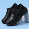 Zapatos de Enfermera en Stock, Piel Genuina, Suela Suave para Mujer, Transpirables, Cómodos Zapatos de Trabajo Negros, Comercio Exterior, Venta al por Mayor Transfronteriza, Dropshipping