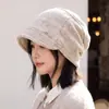Gorros de otoño e invierno para mujer, gorro de lana versátil, gorro de punto casual para circunferencia de cabeza grande, gorro de abrigo cálido de invierno