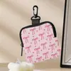 Cartera para Monedas con Estampado de Lazo, Bolso de Almacenamiento Impermeable de Cuero Artificial, Estuche Multifuncional Mini para Auriculares