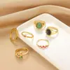 Anillo de Acero Inoxidable Europeo y Americano con Piedra Natural Turquesa Anillo de Nicho de Gama Alta Joyería para Manos de Acero de Titanio Anillo Transfronterizo