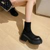 Plataforma Nueva Estación Otoño/Invierno Europea 2025 Botines Impermeables Elásticos de Suela Gruesa Botas Martin de Tacón Alto Botas Ajustadas para Mujer