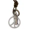 Nuevo Collar de Piel de Vaca para Hombre Europeo y Americano Colgante de Aleación con Señal de Paz Ajustable Cadena Larga para Suéter Joyería Transfronteriza