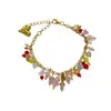 Pulseira Colorida de Miçangas Artesanal de Verão para Mulheres, Pulseira com Franja de Cristal de Imitação, Design de Nicho, Corrente de Clavícula Versátil e de Alto Padrão