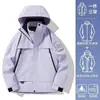 Pioneros del Montañismo Conjunto de Dos Piezas para Mujer 3 en 1 Resistente al Viento Impermeable Cálido para Exteriores Chaqueta de Corte Holgado para Hombre