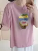 Camisa Versátil de Algodón Bambú Suelta para Mujer, Cuello Redondo, Manga Corta, Estampado de Copos de Nieve, Directo de Fábrica, Envío Directo de Fábrica, Dropshipping de Una Pieza